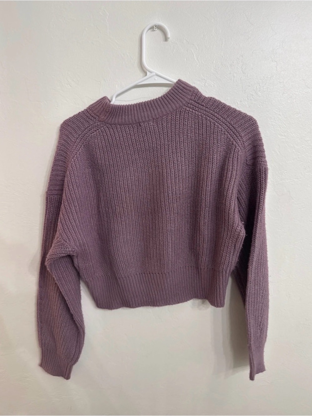 Garage Mauve Ribbed Cropped Sweater